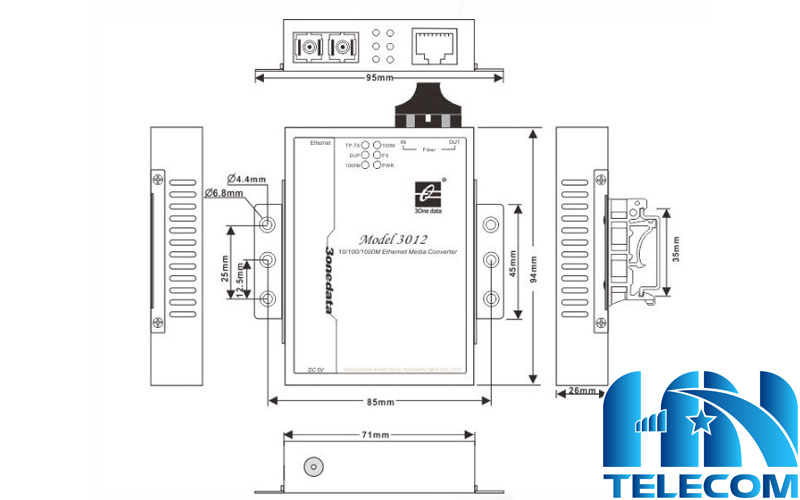 Cấu tạo Converter 3onedata model 3012-s-sc-20km