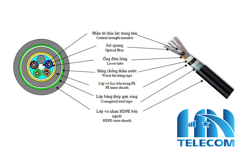 Cấu tạo cáp quang chôn TTKL (DB)