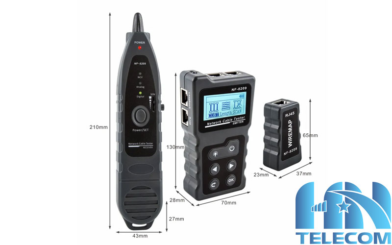 Kích thước của máy test mạng poe nf-8209 noyafa