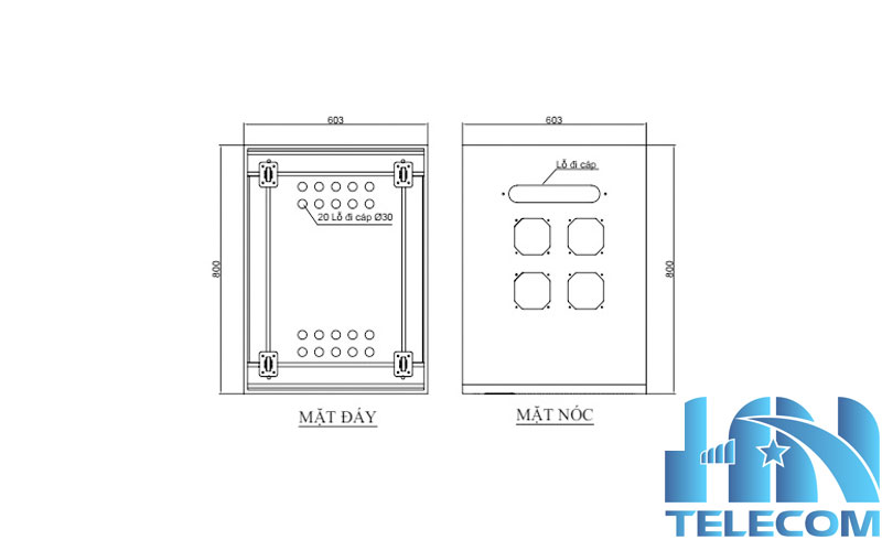 Bản vẻ tủ rack 42U D800