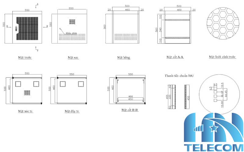 Tủ rack 3M-R10U-500 thông số