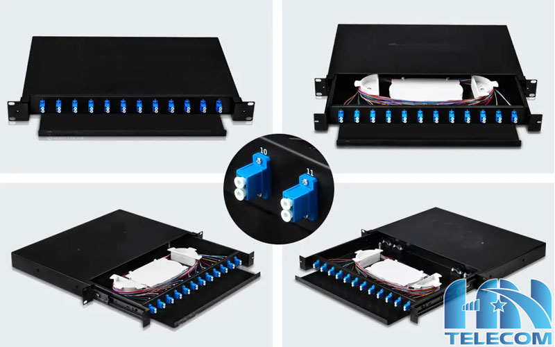 ODF 12FO khay trượt gắn rack màu đen