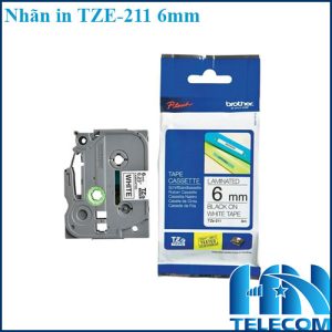 Nhãn in TZE-6mm chữ đen nền trắng