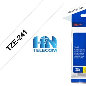 Nhãn in TZE-241 18mm chữ đen nền trắng