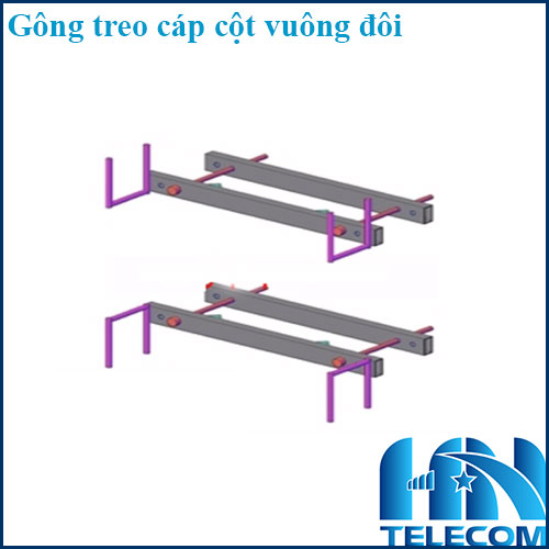 Gông treo cáp quang cột vuông đôi