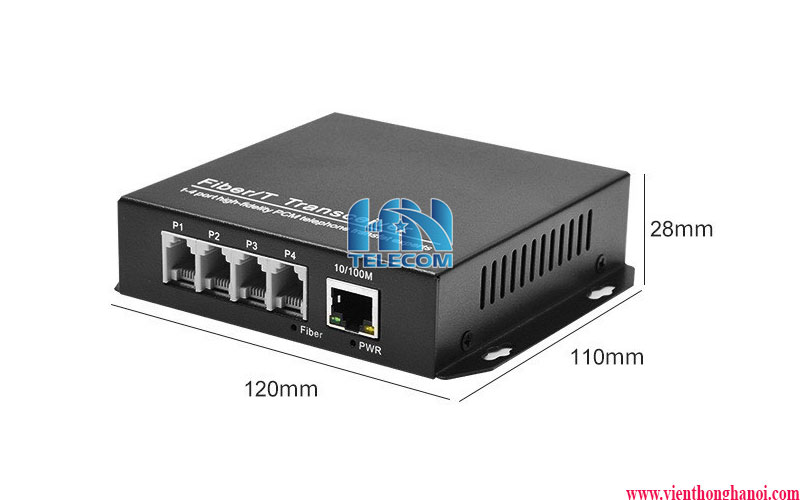Kích thước Bộ chuyển đổi quang thoại 4 kênh PCM 3M-T-R4P1ET