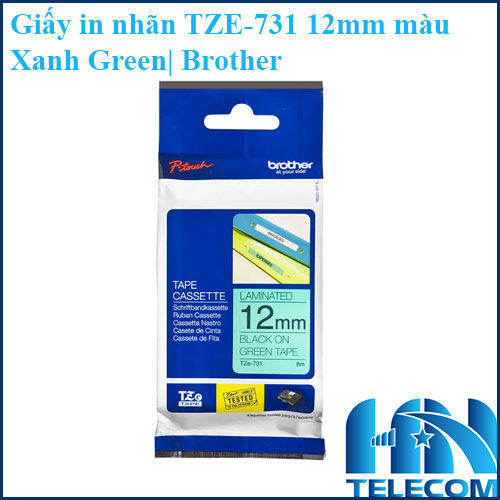 Giấy in nhãn TZE-731 12mm màu xanh