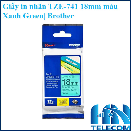 Giấy in nhãn TZE-741 18mm màu xanh