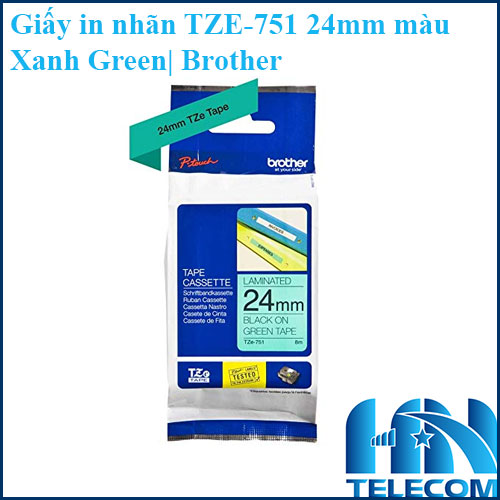 Giấy in nhãn TZE-751 24mm màu xanh