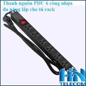 Thanh nguồn PDU 6 cổng nhựa đa năng lắp cho tủ rack