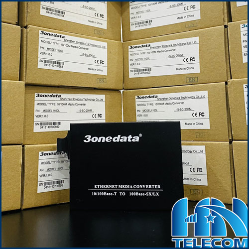Converter quang 3Onedata Model 1100L-S-SC-20KM 2 sợi 100M