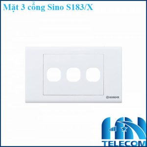Mặt 3 cổng Sino S183/X hình chữ nhật, wallplate 3 cổng