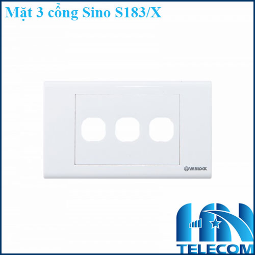 Mặt 3 cổng Sino S183/X hình chữ nhật, wallplate 3 cổng
