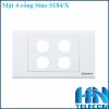 Mặt 4 cổng Sino S184/X hình chữ nhật, wallplate 4 cổng