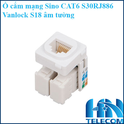 Ổ cắm mạng Sino CAT6 S30RJ886 Vanlock S18 âm tường