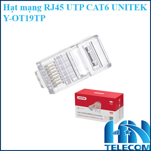 Hạt mạng RJ45 UTP CAT6 UNITEK Y-OT19TP-Đầu bấm hạt mạng RJ45