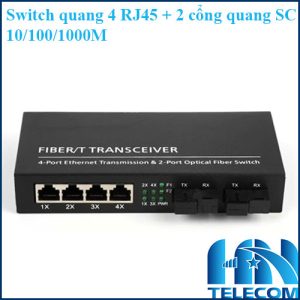Switch quang 4 RJ45+2 cổng quang SC 10/100/1000M TC-2F4G-1000