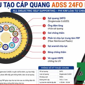 Cáp Quang ADSS 24FO KV500 Chính Hãng – Giải Pháp Truyền Dẫn Ngoài Trời Khoảng Vượt 500m