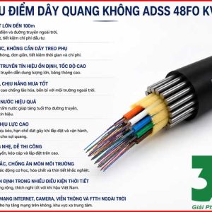Cáp Quang ADSS 48FO KV100 Chính Hãng – Giải Pháp Truyền Dẫn Ngoài Trời Hiệu Quả