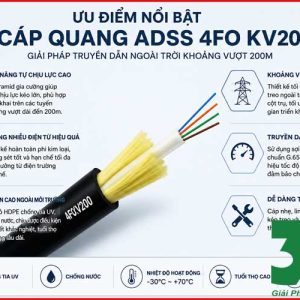Cáp Quang ADSS 4FO KV200 Chính Hãng – Giải Pháp Truyền Dẫn Ngoài Trời