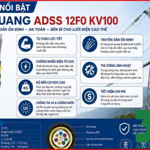 Cáp Quang ADSS 12FO KV100 Chính Hãng – Giải Pháp Truyền Dẫn Ngoài Trời Chất Lượng Cao