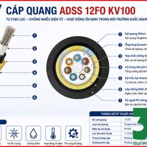 Cáp Quang ADSS 12FO KV100 Chính Hãng – Giải Pháp Truyền Dẫn Ngoài Trời Chất Lượng Cao