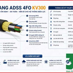 Cáp Quang ADSS 4FO KV300 Chính Hãng – Giải Pháp Truyền Dẫn Ngoài Trời