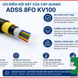 Cáp Quang ADSS 8FO KV100 Chính Hãng – Giải Pháp Truyền Dẫn Ngoài Trời Ổn Định