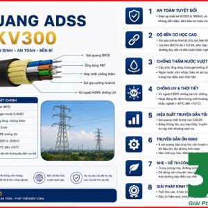 Cáp Quang ADSS 8FO KV300 Chính Hãng – Giải Pháp Truyền Dẫn Ngoài Trời