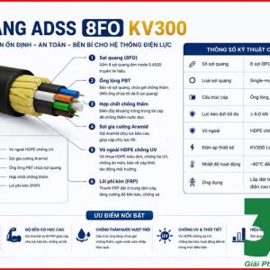 Cáp Quang ADSS 8FO KV300 Chính Hãng – Giải Pháp Truyền Dẫn Ngoài Trời