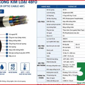 Cáp Quang Cống Kim Loại 48Fo Singlemode – Giải Pháp Truyền Dẫn Ổn Định