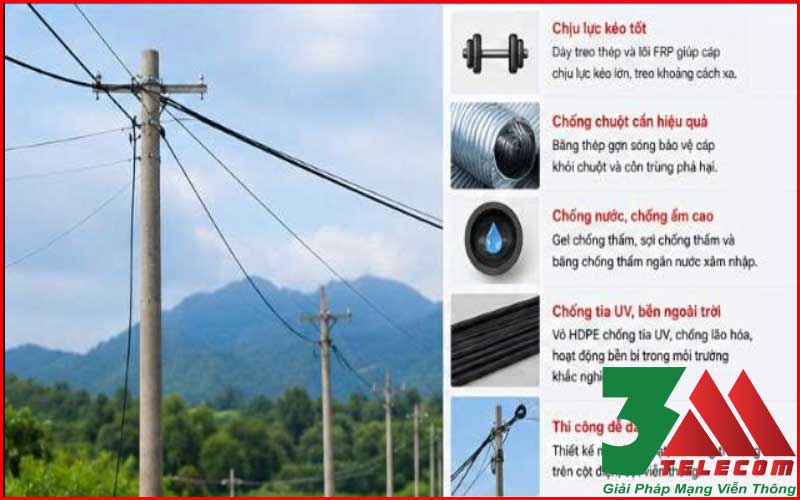 Cáp Quang Treo Kim Loại 8Fo Singlemode Chính Hãng