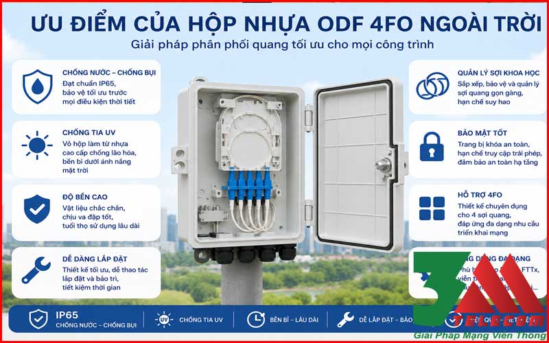 ODF 4Fo Outdoor nhựa-Hộp phối quang 4Fo vỏ nhựa ngoài trời