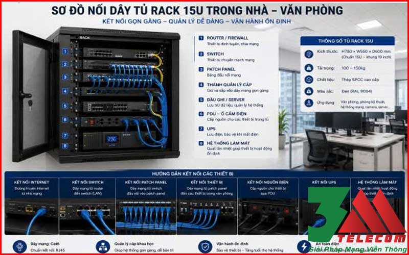 Tủ Rack 15U-D600 Trong Nhà – Giải Pháp Bảo Vệ Thiết Bị Mạng Trong Nhà Hiệu Quả