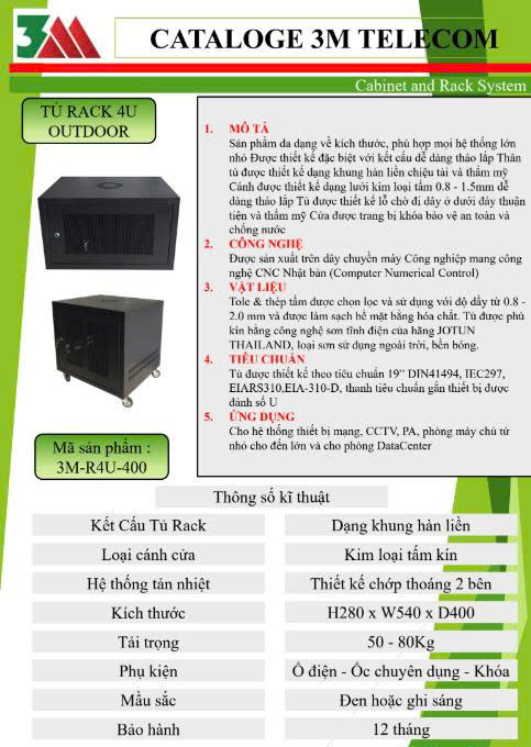 Kích Thước Tủ Rack 4U Trong Nhà