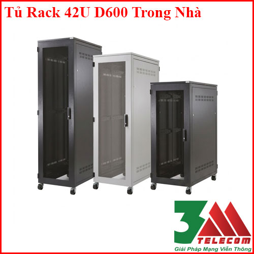 tu-rack-42u-D600-trong-nha Tủ Rack 3M-R42U-600 Cửa Lưới | Tủ Mạng 19 Inch
