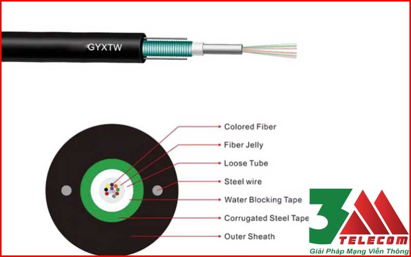 Cáp Quang Multimode 12FO OM4 Ngoài Trời GYXTW Chính Hãng