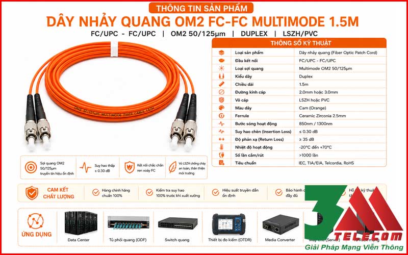 Dây Nhảy Quang OM2 FC-FC Multimode 1.5m Giá tốt dành cho bạn