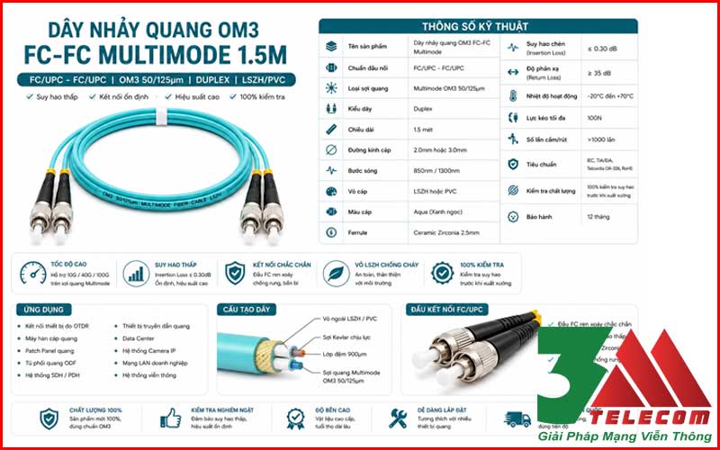 Dây Nhảy Quang OM3 FC-FC Multimode Giá Siêu Ưu đãi cho bạn