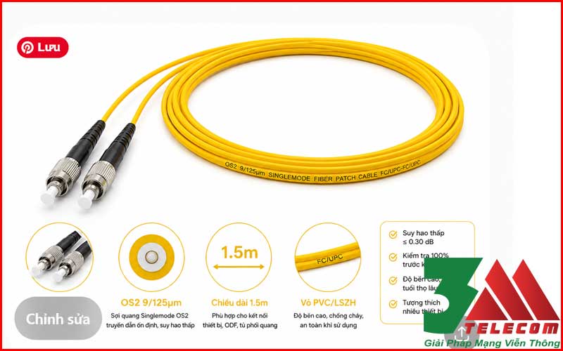 Dây Nhảy Quang FC/UPC-FC/UPC Singlemode Simplex Chính Hãng