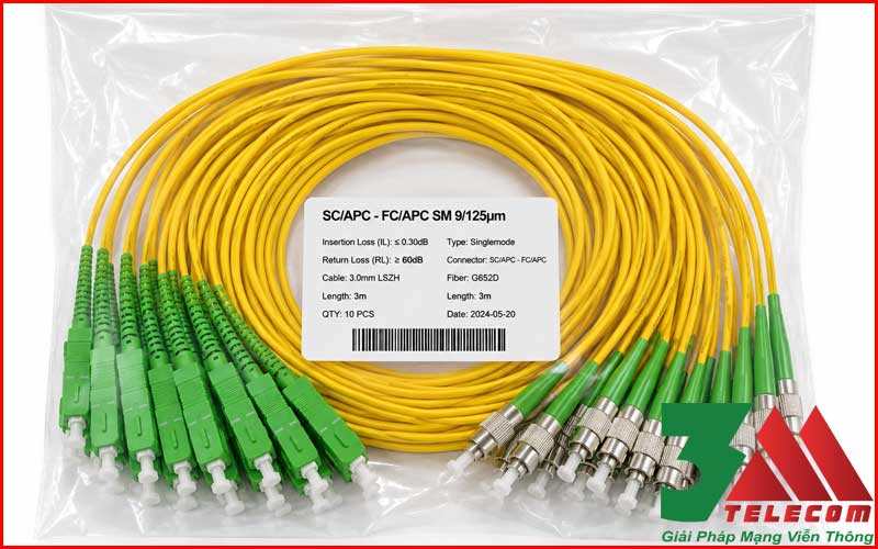 Dây Nhảy Quang SC/APC-FC/APC Singlemode Simplex Giá Ưu Đãi