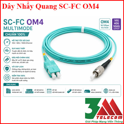 Dây Nhảy Quang SC-FC OM4 Multimode - Kết Nối Ổn Định