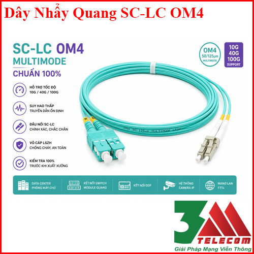 Dây Nhảy Quang SC-LC OM4 Multimode Chuẩn 100% , Giá Tốt